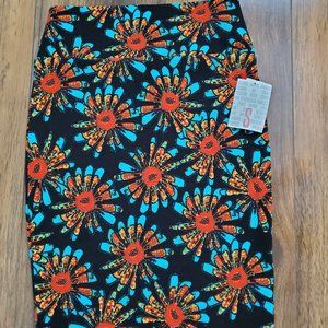 LuLaRoe Cassie skirt orange and blue - NWT